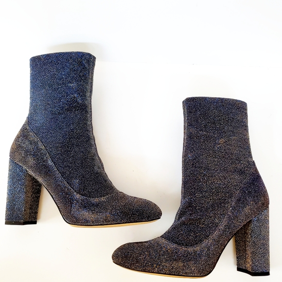Sam Edelman Blue and Gold Metallic Sock Boots - Picture 2 of 5